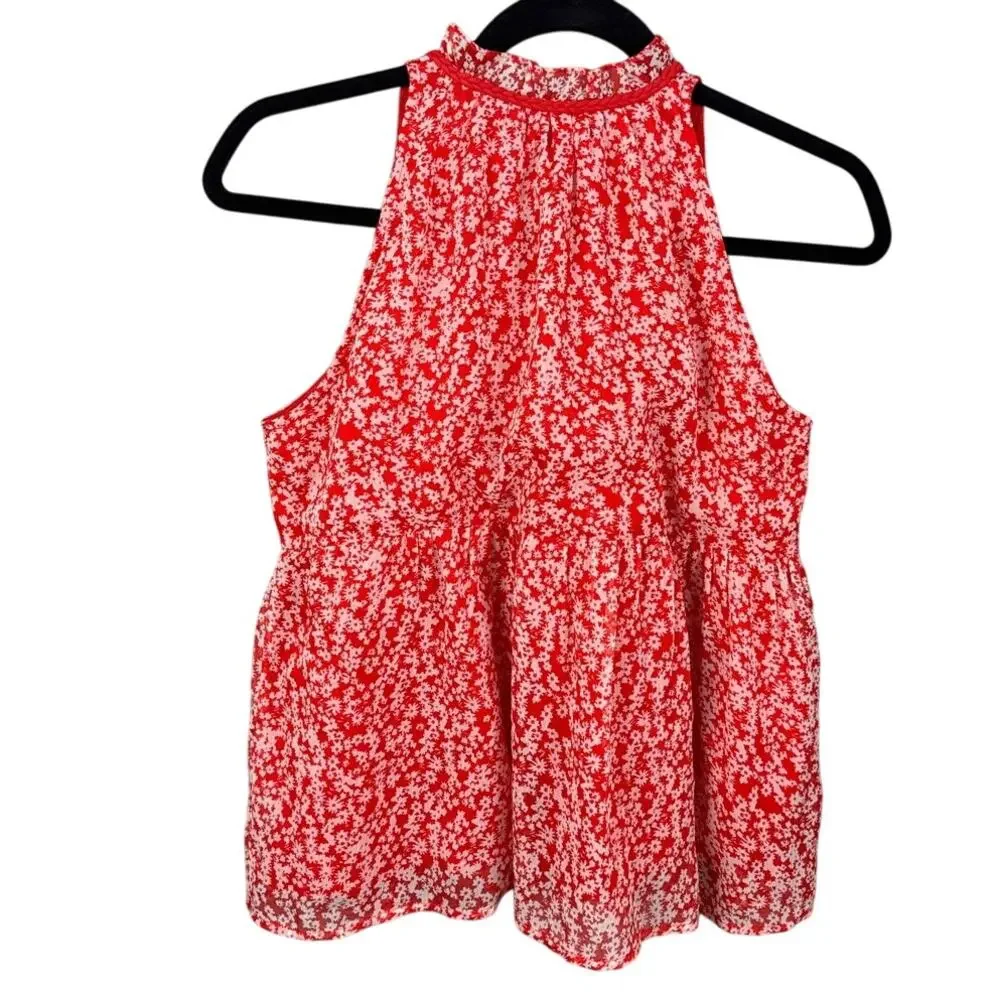 Sézane Women's Red Floral Halter Tie-Front Blouse - Picture 3 of 8